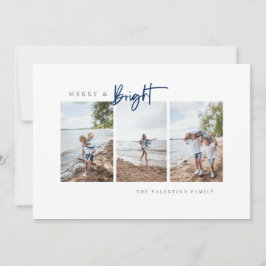 Märka och ljusblå, modern, minimalistiskt foto julkort