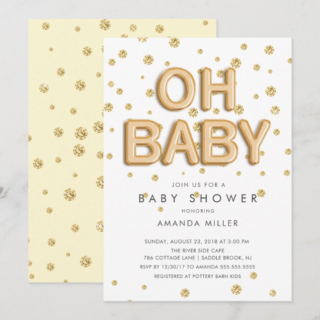 Markbubblor Oj Baby Neutralt Shower-inbjudningar Inbjudningar (Fram/baksida)