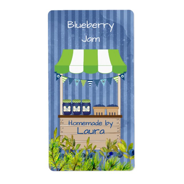 Märke för blåbär i Sylt Fraktsedel (Framsidan)