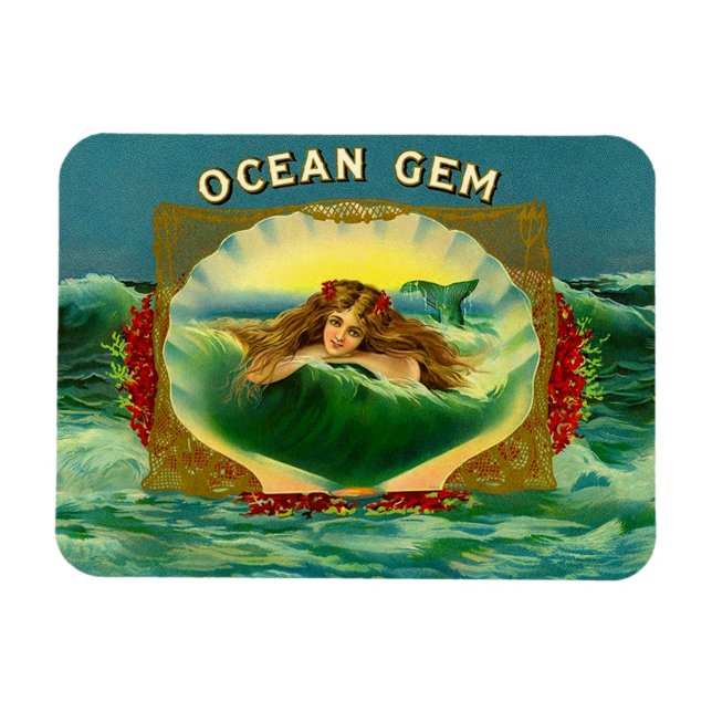 Märke för Ocean Gem sjöjungfru cigar Magnet (Horisontell)