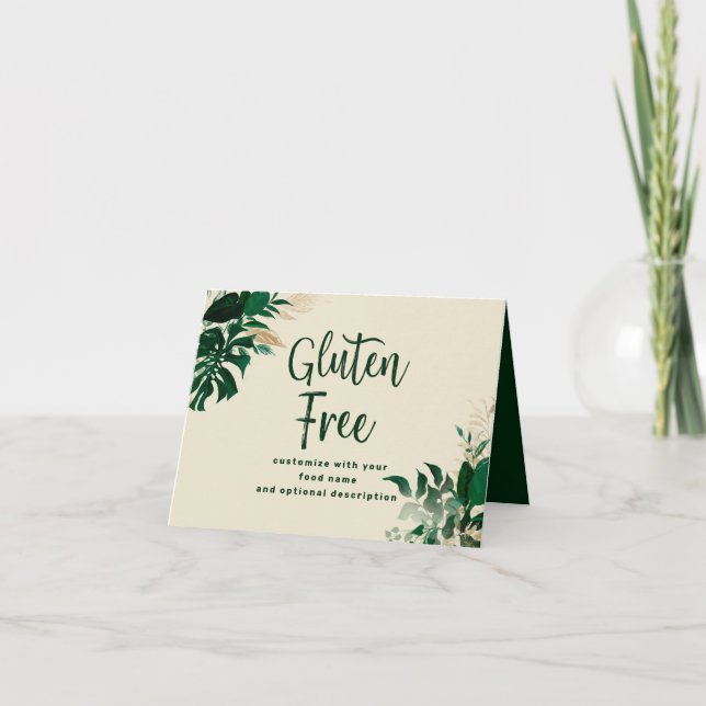 Märke för Tropical Foliage Gluten Free Food Label Anteckningskort (Framsida)