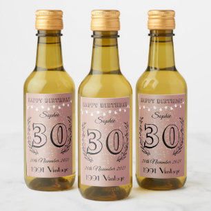Märken 30års födelsedag Ro Mini Vin Mini Flaska Vinetikett