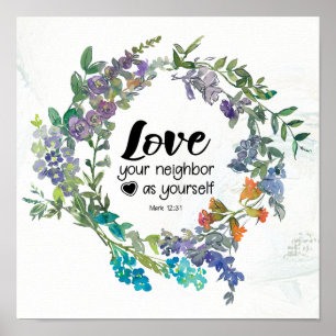 Markera 12:31 Kärlek din granne som själv Blommor Poster