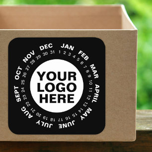 Markera vit datum - Logotyp - kalenderfästpunkt Fyrkantigt Klistermärke