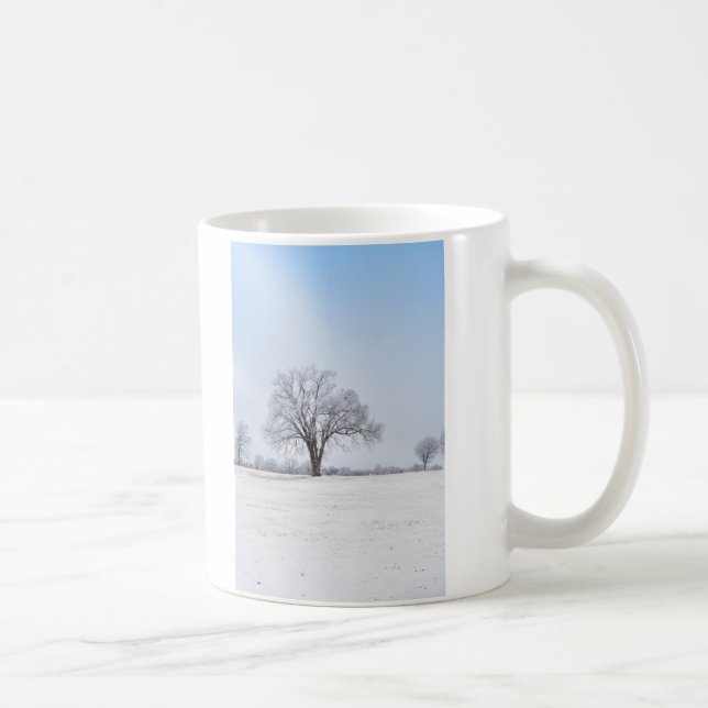Markerad Winter Oak Träd Kaffemugg (Höger)