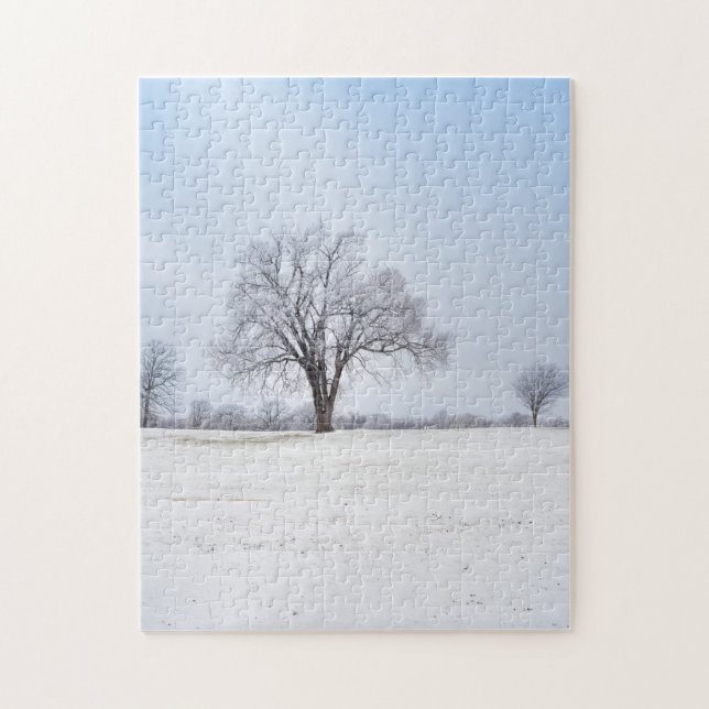 Markerad Winter Oak Träd Puzzle Pussel (Vertikal)