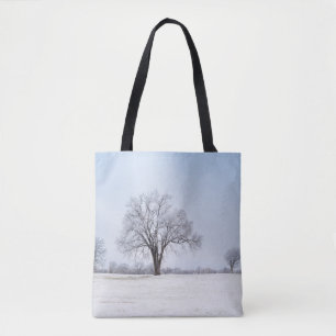 Markerad Winter Oak Träd Tygkasse