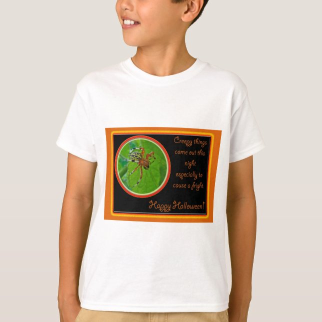 Markerade objekt för Orb Weaver Spider Happy hallo Tee Shirt (Framsida)