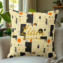 Markerade vibes - Svart, Orange och Cream Geometri Kudde