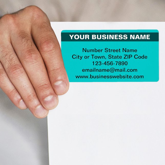 Markerat Business Namn på Grönt Shipping av Teal Fraktsedel (Teal green shipping label with your highlighted business name)