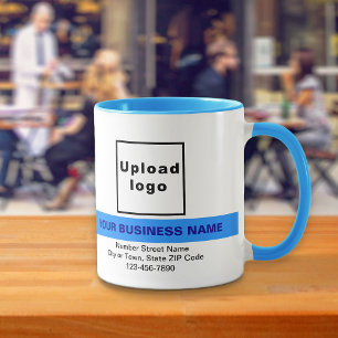 Markerat Business Namn på Light Blue Combo Mugg
