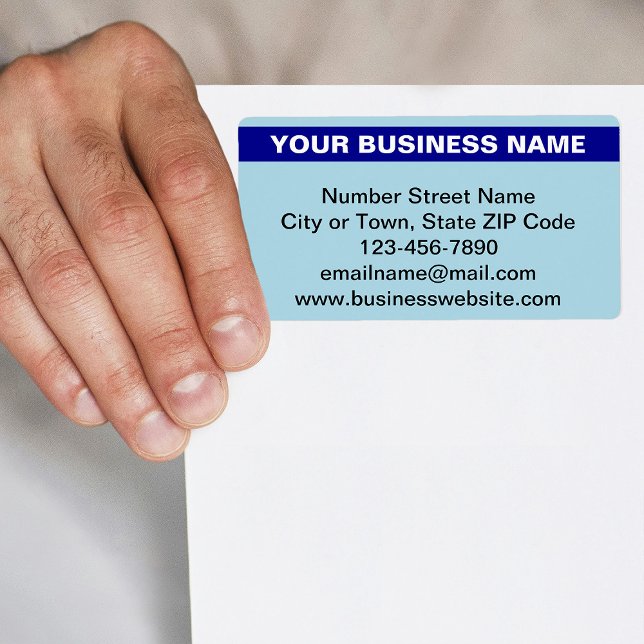 Markerat Business Namn på Light Blue Shipping Fraktsedel (Light blue shipping label with your highlighted business name)