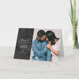 Markerat nyårskort för fotoutskrift - svart tack kort