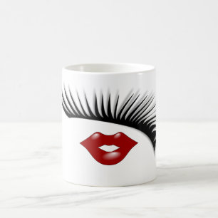Märkes- Artsy kvinnlig chic ögonfranser & läppa Kaffemugg