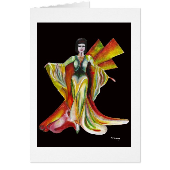 Märkes- design för modeaftonkappa hälsningskort (Framsidan)