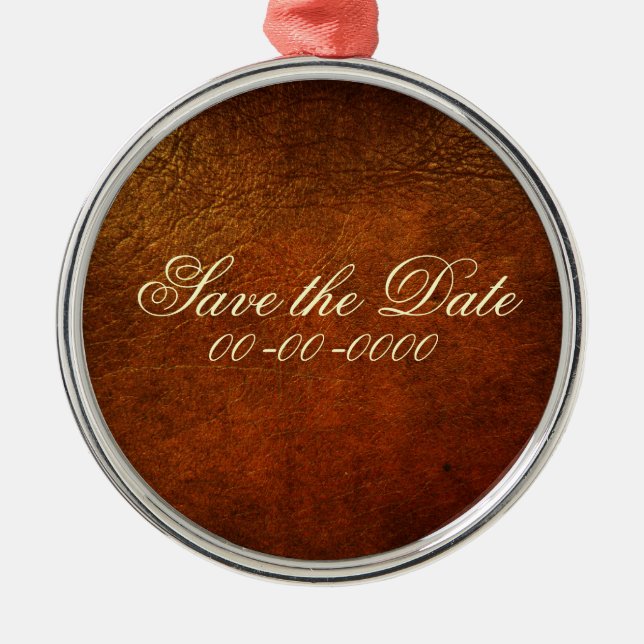 Märkes- prydnad för flott äktat läder julgransprydnad metall (Framsidan)