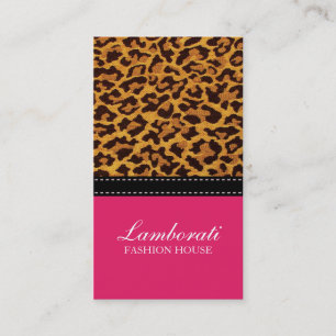 Märkes- rosa elegantt modernt för Leopardtryckmode Visitkort