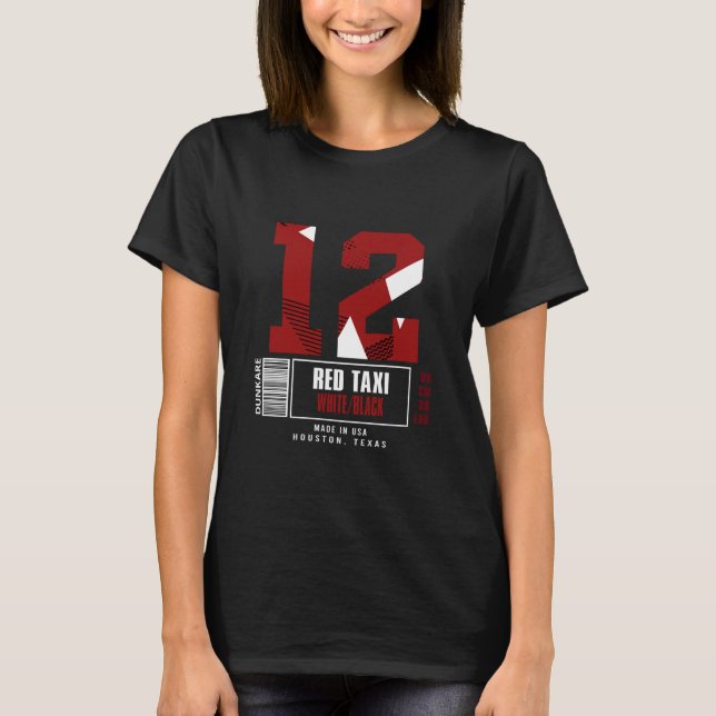 Märkesskor Röda Taxi 12s Matchande T Shirt (Framsida)