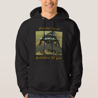 Märkesvaror I En Svart Guldstrid Hoodie För Män