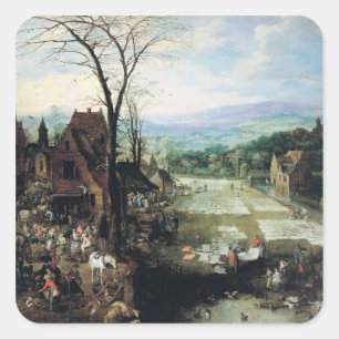 Market and Bleaching Ground, 1620-22 Fyrkantigt Klistermärke