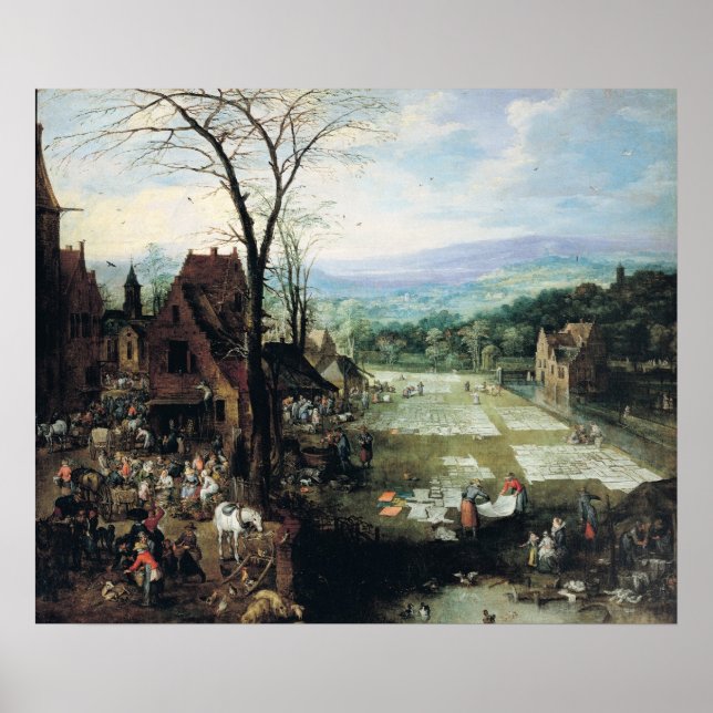 Market and Bleaching Ground, 1620-22 Poster (Framsidan)