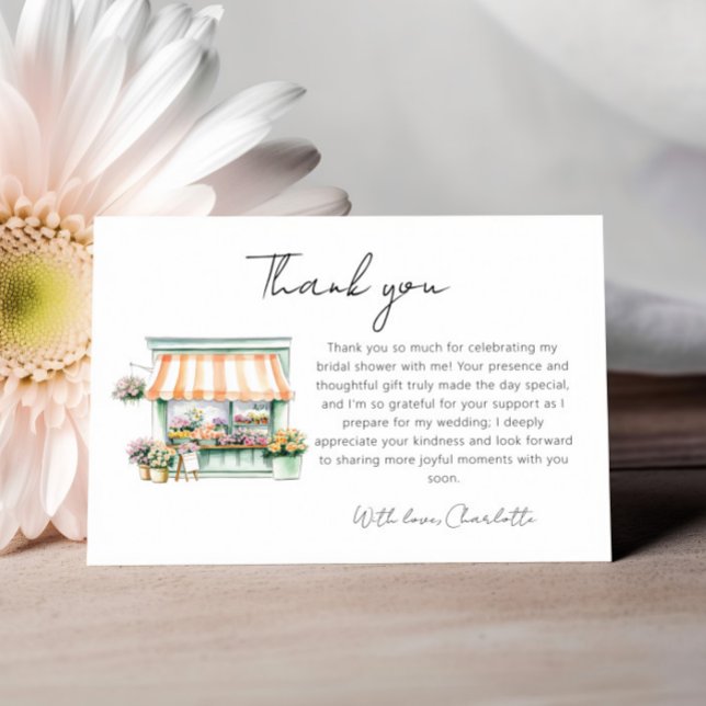 Market Blomsterbutik Akvarell Bröllopsfest Tack Kort (Skapare uppladdad)