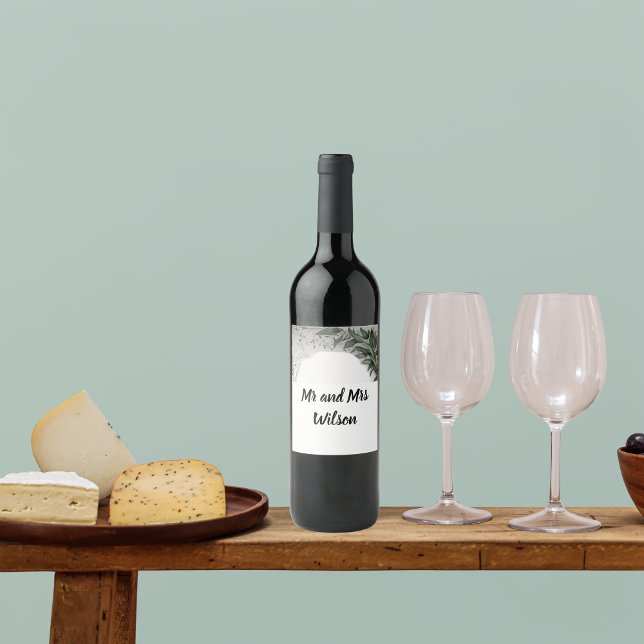Märket Bröllop Vin vid det känsliga Vår Löv Vinflaska Etikett (Skapare uppladdad)