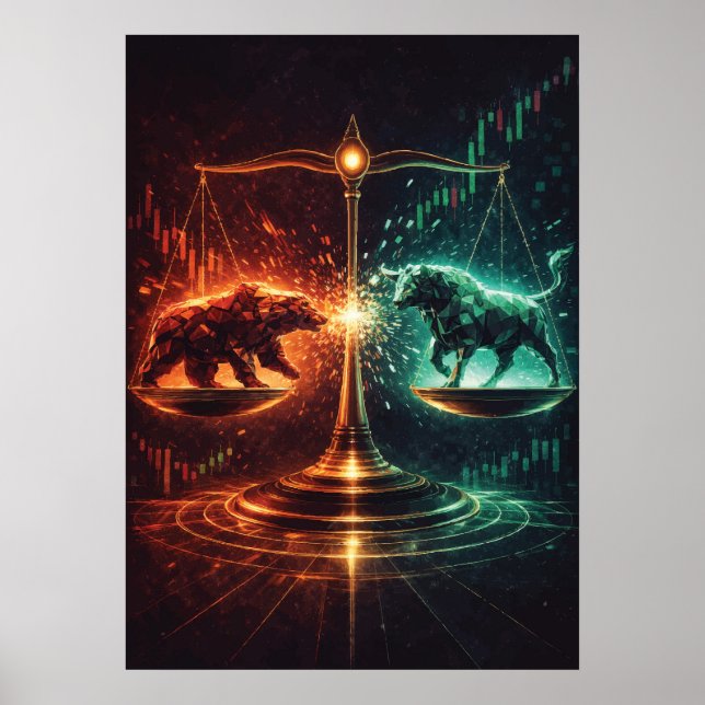 Market Equilibrium, Day Trading, Abstract Geometry Poster (Framsidan)