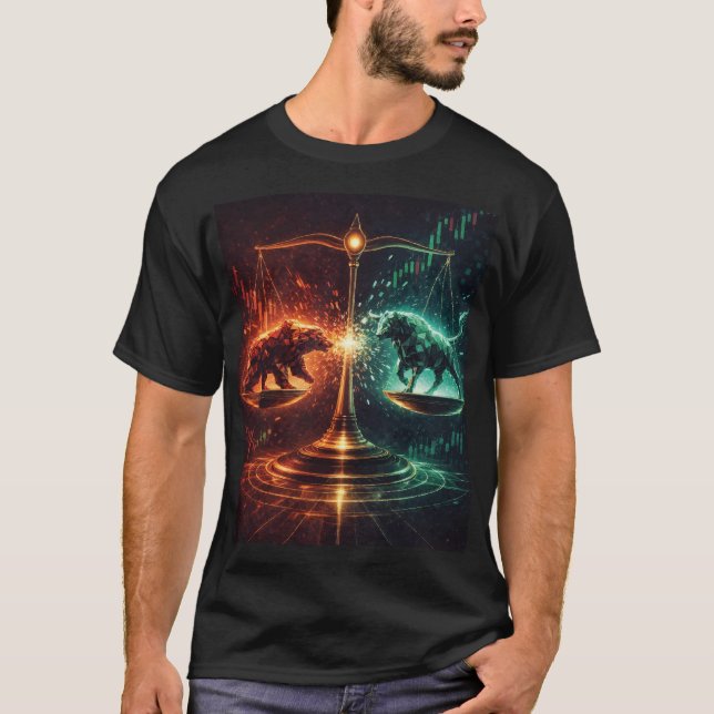 Market Equilibrium, Day Trading, Abstract Geometry T Shirt (Framsida)