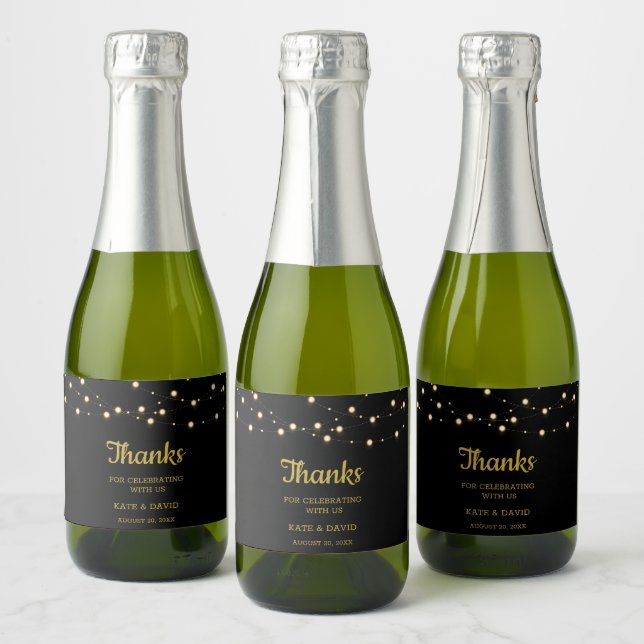 Märket guld och Black Bröllop Mini Sparkling Vin (Flaskor)