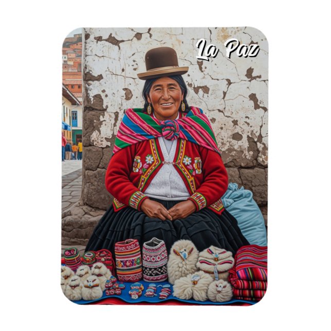 Market in La Paz Bolivia Travel Magnet (Vertikal)
