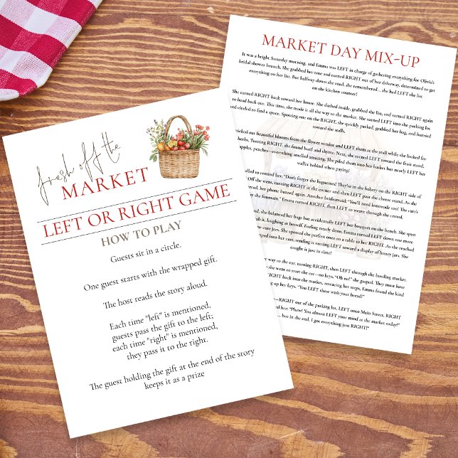 Market Left Or Right Bridal Shower Game card Inbjudningar (View of both sides)