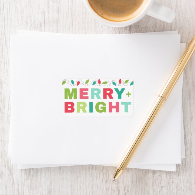 Märket Merry & Bright jul Ljus Adressetikett (Insitu)