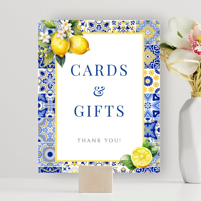 Märket Poster italienska Lemon Card-presentationer (Mediterranean Italian Lemon Cards Gifts Sign Poster)