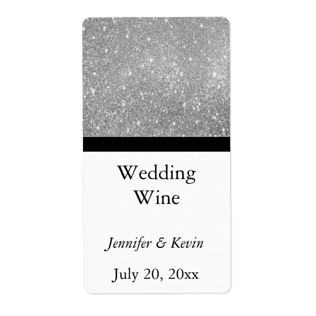 Märket silver Glitter Bröllop Mini Vin Fraktsedel (Framsidan)