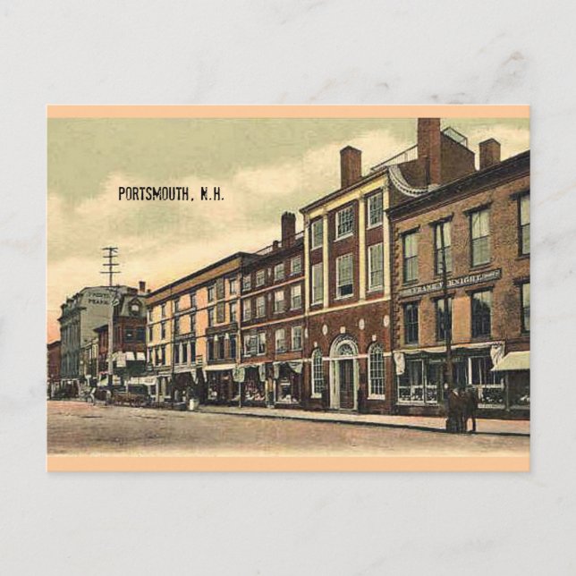 Market Square, Portsmouth, NH, c1905 Vykort (Framsida)