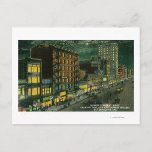 Market St at Night, Pantages, Empress Theater Vykort