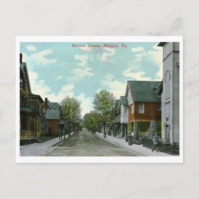 Market St., Bangor, PA Årgångsvärde Vykort (Framsida)
