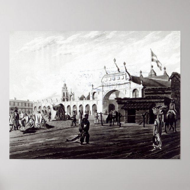 Market Ställe, graverad av Daniel Havell 1820 Poster (Framsidan)