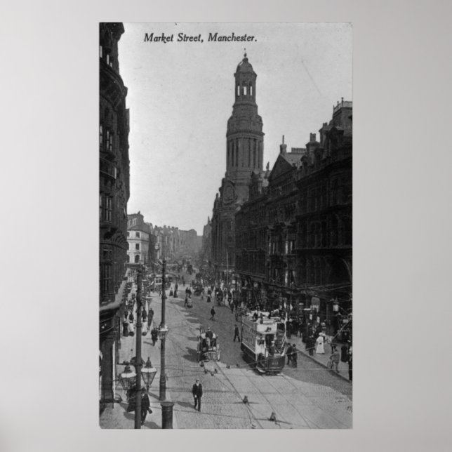 Market Street, Manchester, 1910 Poster (Framsidan)