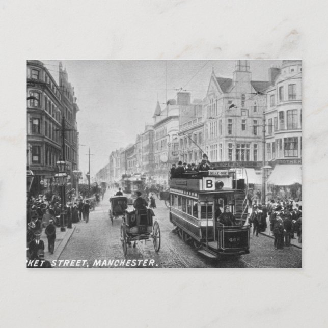 Market Street, Manchester, 1910 Vykort (Framsida)
