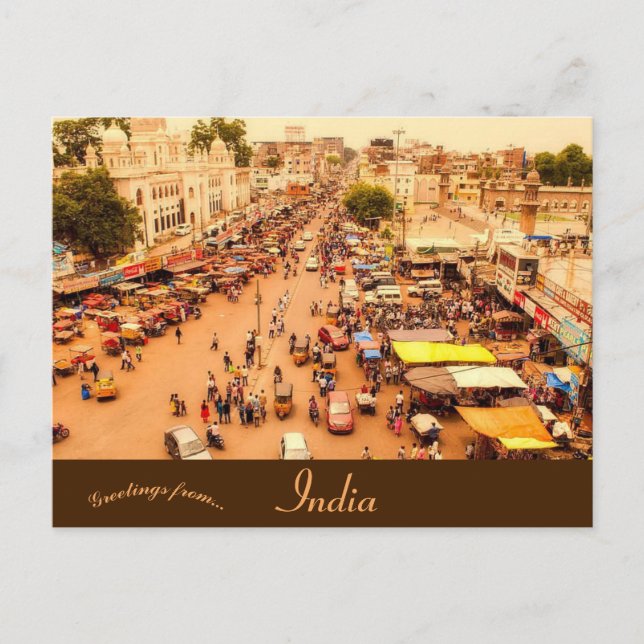 Marketplace i Hyderabad Telangana India Vykort (Framsida)