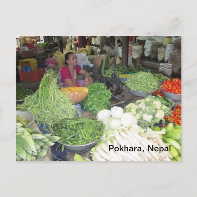 Marketplace i Pokhara Vykort (Framsida)