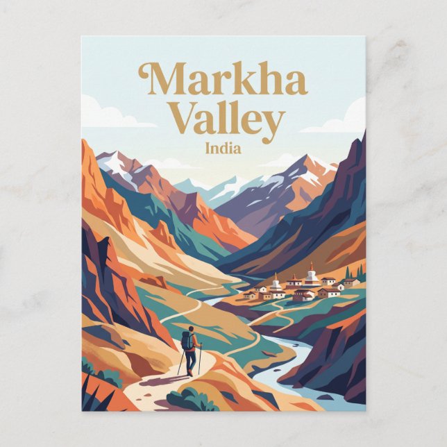 Markha Valley Indien Vykort (Framsida)