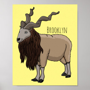 Markhor get tecknad illustration poster