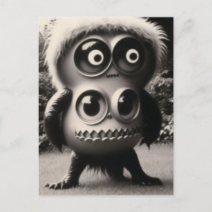 märklig Bizarre Big Ögon Monster Halloween Vykort