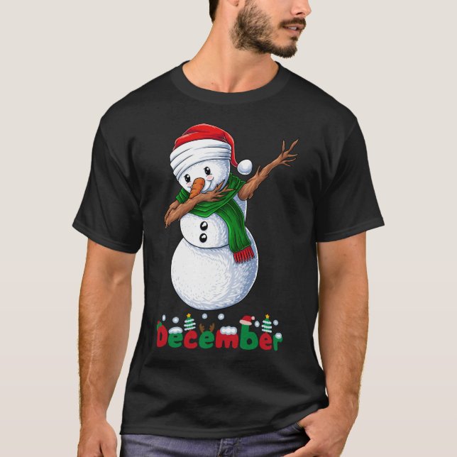 märklig snögubbe-dans t shirt (Framsida)