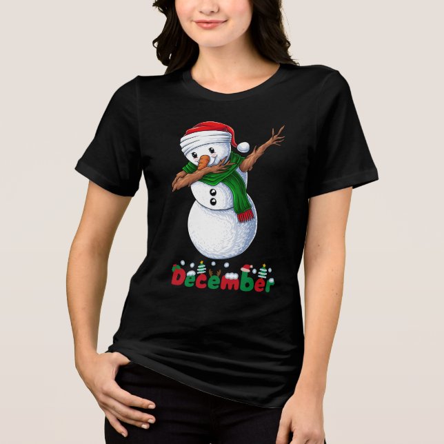 märklig snögubbe-dans t shirt (Framsida)
