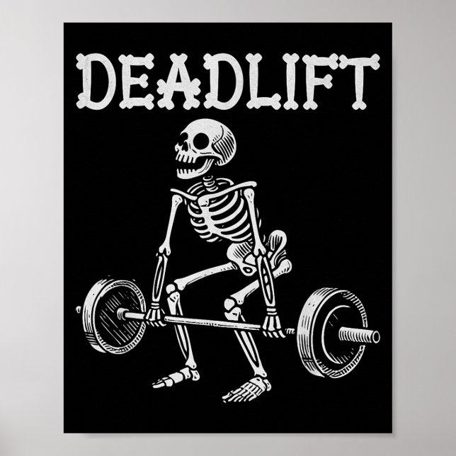Marklyft Rolig Halloween Skelett Viktlyftning W Poster (Framsidan)