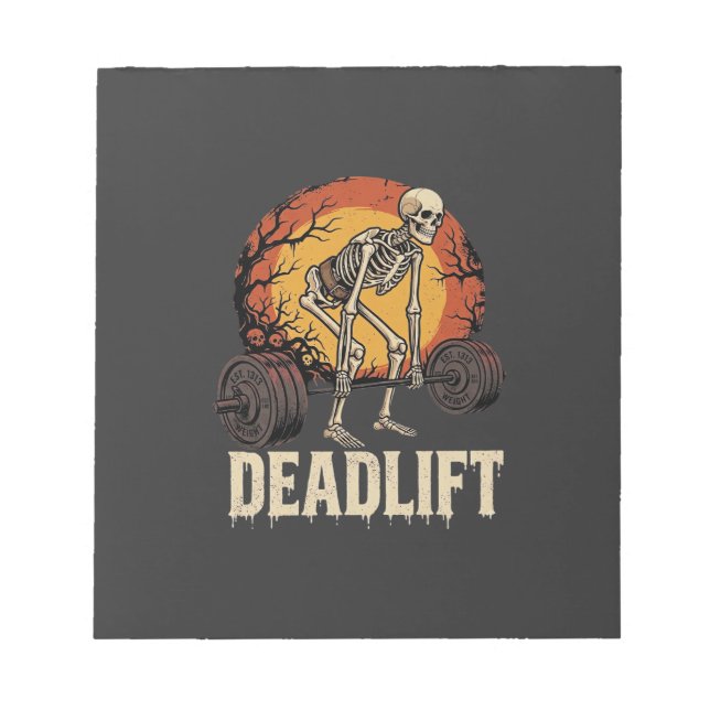 Marklyft Skelett Halloween Gym Träningsdesign Anteckningsblock (Framsida)